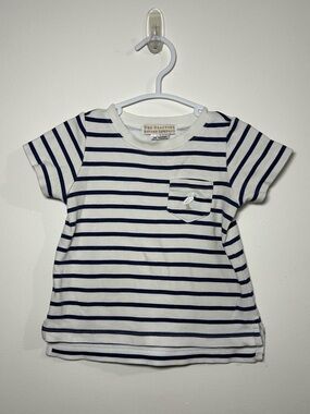 The Beaufort Bonnet Company Navy & White Striped Baby TShirt